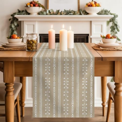 Modern Minimalist 36 Inch Table Runner, Farmhouse Simple Lines Texture