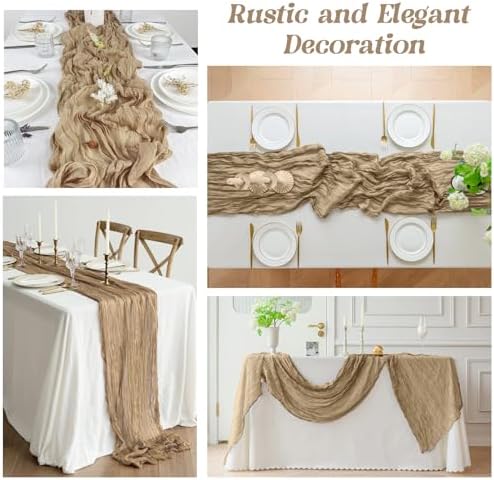6 Pack 10FT Cheesecloth Table Runner 20 x 120 inch Long Boho Rustic
