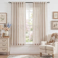 StangH Tan Linen Blend Stripe Curtains for Bedroom, W52 x L63, 2