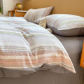 100% Cotton Bedding Comforter Cover Set, Soft Comfort Stripe Washed