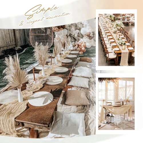 Aktor 12 Pack Beige Table Runner Boho Cheesecloth Table Runner Semi