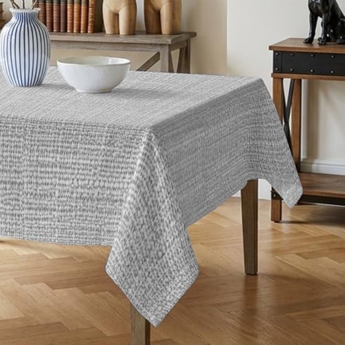 Rectangle Tablecloth,Modern Gray Linen Texture Waterproof Oil-Proof