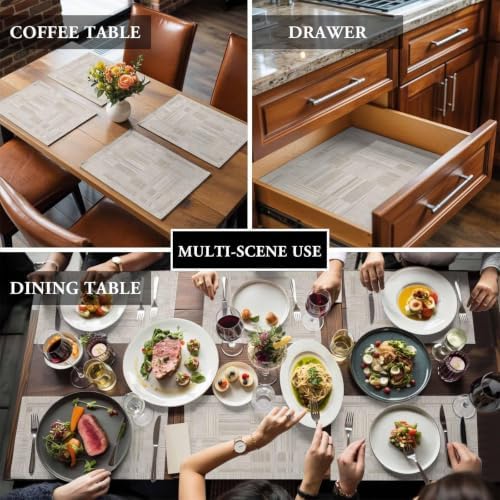 Abstract Geometric Placemats Set of 8, Cotton Linen Fabric Place Mats