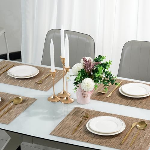 Placemats Set of 8,Non-Slip PVC Weave Table Mats Easy to Clean,Heat