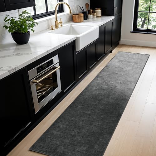 LIANLAM 2x6 Washable Runner Rugs, Gray Stainproof Non-Slip for Hallway