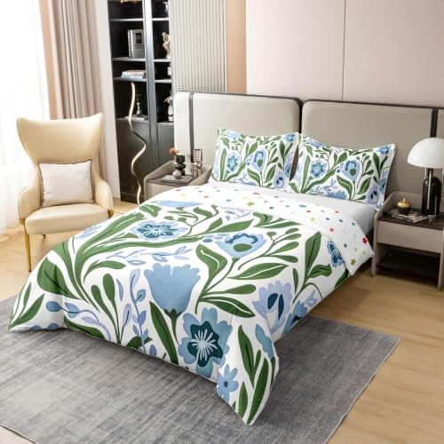 Feelyou Floral Duvet Cover 100% Cotton Queen Size