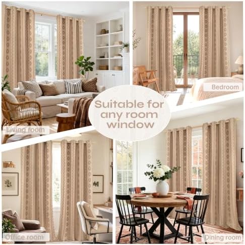 BGment Floral Pattern Jacquard Curtains for Living Room, 2 Panels