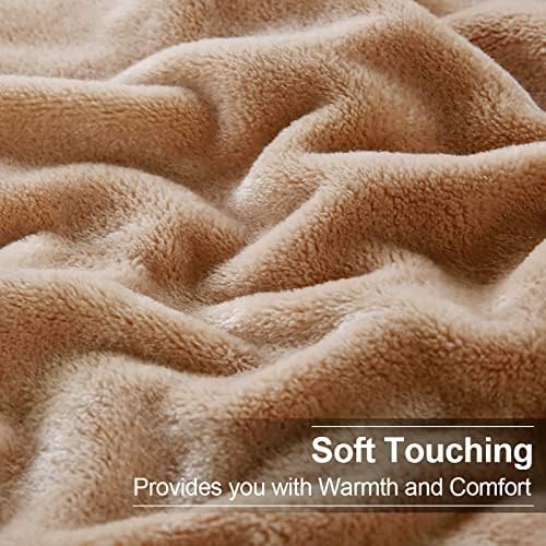 EASELAND Soft Lightweight California King Fleece Blanket, Camel