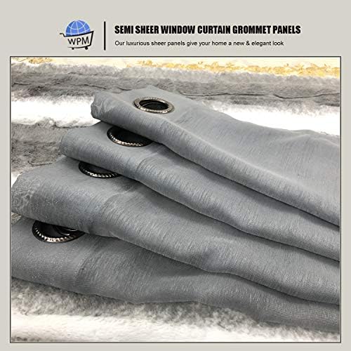 WPM Grey Sheer Window Curtain Panels for Bedroom, Kitchen, Kids Room