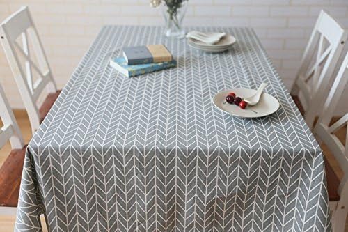 meioro Grey Farmhouse Table Cloth Rectangle Cotton Linen Nordic Twill
