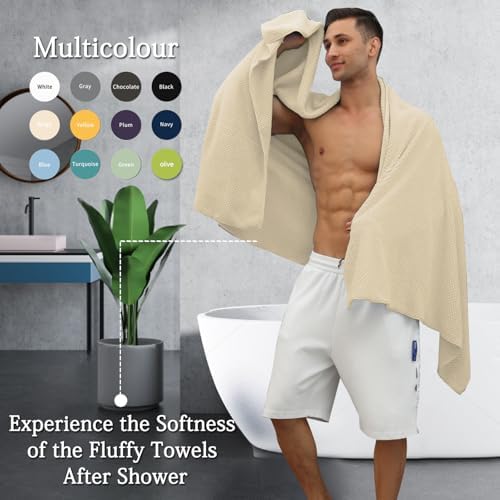 8-Piece Beige Bath Towels Set,2 Oversized Large Bath Towels Sheet,2