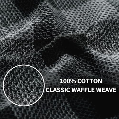 Homaxy 100% Cotton Kitchen Towels and Dishcloths Set of 16, Black &