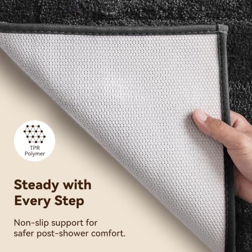 GRANNY SAYS Charcoal Gray Bathroom Rug 20" x 32", Non-Slip Bath Mat