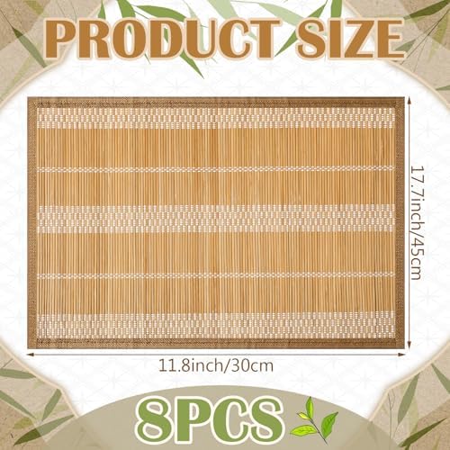 Pickmesh Bamboo Table Mats Set of 8, 18'' x 12'' Bamboo Table Mats