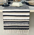 CHARDIN HOME Black, Cream, White Boho Table Runner | Cotton Farmhouse