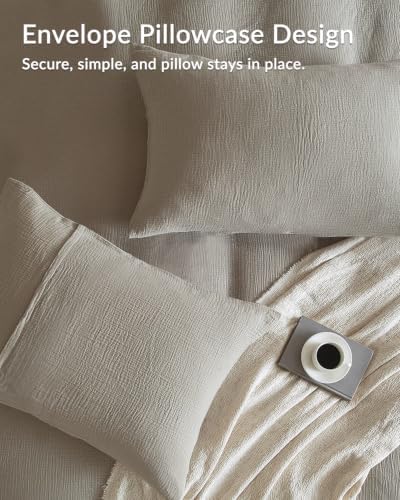 SE SOFTEXLY Muslin Duvet Cover Queen Size, 100% Washed Cotton Duvet