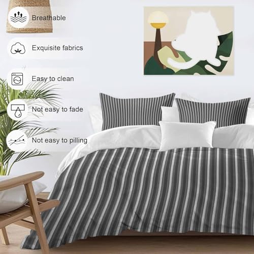 Geometric Grey, Duvet Cover Set Queen Size, Abstract Contemporary
