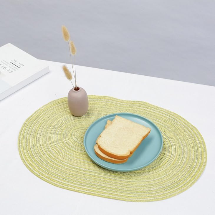 Placemats Set of 4 - Oval Woven Cotton Table Mats Non-Slip Heat