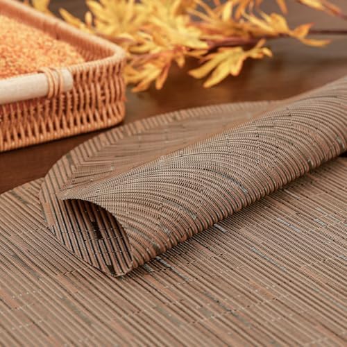 15 Inch Round Placemats Set of 8, Washable Vinyl Woven Place Mats