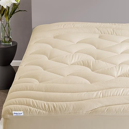 SLEEP ZONE Cooling Queen Mattress Topper, Premium Zoned Cool Mattress