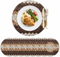 Neutral Woven Pattern Faux Leather Placemats Set of 8, 12in