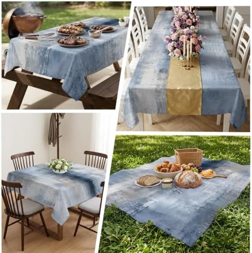 Square Tablecloth, Blue Gray Graffiti Texture Waterproof Table Cloth