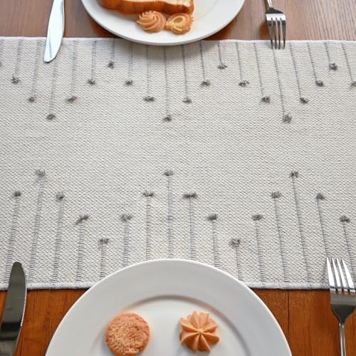Boho Table Runner with Tassel for Kitchen Dining 72 Inch Long Rustic