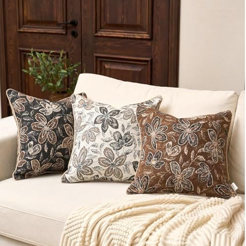 Yangest Flower Pillow Cover 20 x 20 Inches, Nature Chenille Square