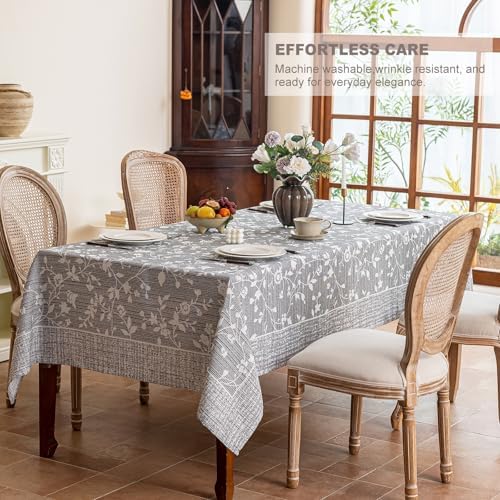Midsummer Breeze French Country Gray Floral Tablecloth Rectangle
