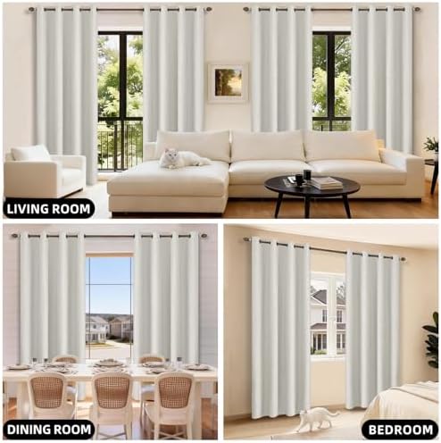 100% Blackout Curtains for Bedroom - Linen Textured Full Light