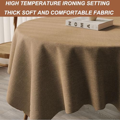 RUANLOV Cotton Linen Wrinkle Free Table Cloths, Cotton Linen