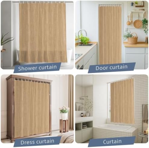 Shower Curtain, Minimalist Light Brown Waterproof Shower Curtain Set