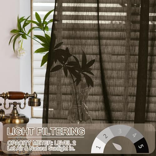 Fcosie Grommet Top Stripe Textured Sheer Drape 96 Inches Long for