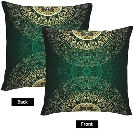 Vintage Floral Throw Pillow Covers 20x20 Inch Set of 2 Green Gold