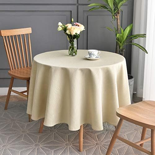 maxmill Round Jacquard Tablecloths Swirl Design Spillproof Wrinkle