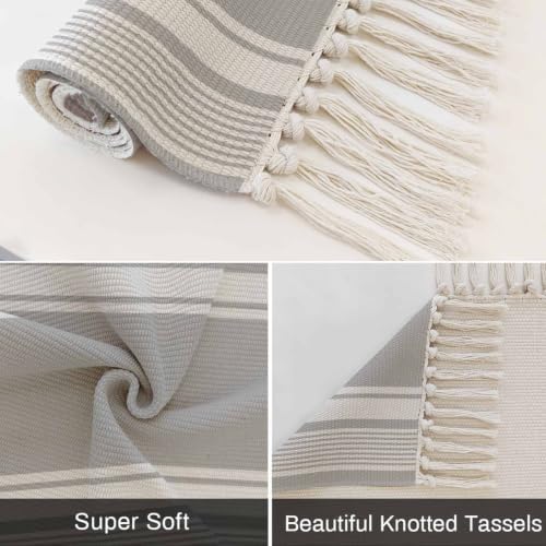 Farmhouse Grey Hallway Runner Rug 2'x5', Farmhouse Gray Line Striped