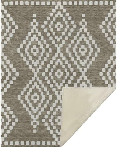 Addison Rugs ASB891 Taupe 50" x 70" Oversized Sherpa Throw Blanket