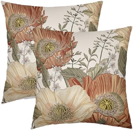 KSLIDS Vintage Floral Decorative Throw Pillow Covers 18x18 Inch Brown