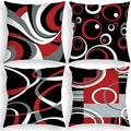 D DIFARIC Red and Black Throw Pillow Covers 18x18 Inches Set of 4