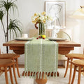 Wracra Rustic Linen Table Runner, Sage Green Table Runners 90 inches
