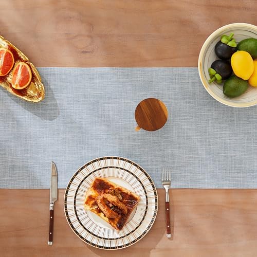 ZeeMart Rustic Cotton Linen Table Runner, 13x90 Inches Blue