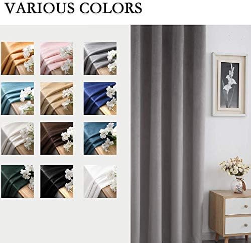 SPXTEX Grey Velvet Blackout Curtains - 120 Inch Long, Light Blocking