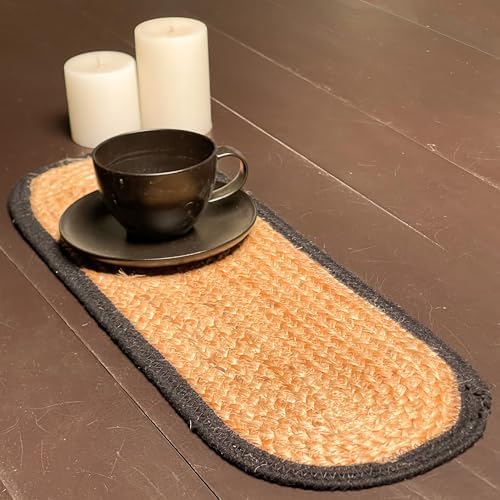 CHARDIN HOME Verona Woven Jute Cotton Braided Table Runner, 8x24