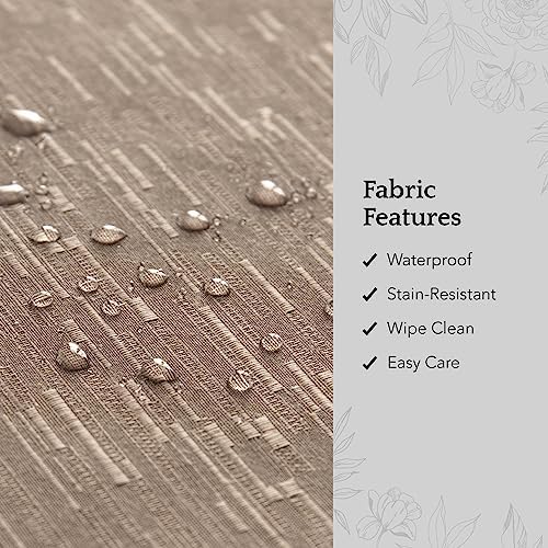 Continental Solid Texture Water Resistant Tablecloth, Taupe - 70" W x