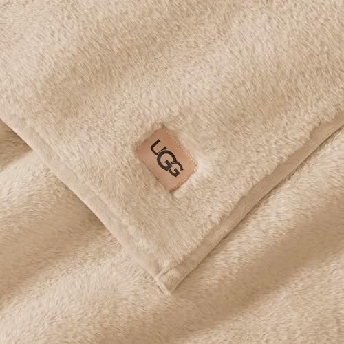 UGG Marcella King Faux Fur Bed Blanket, 110" x 92", Beige (Light Sand)
