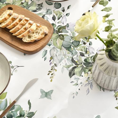 Horaldaily Spring Tablecloth 60 x 60 Inch Square Green Eucalyptus