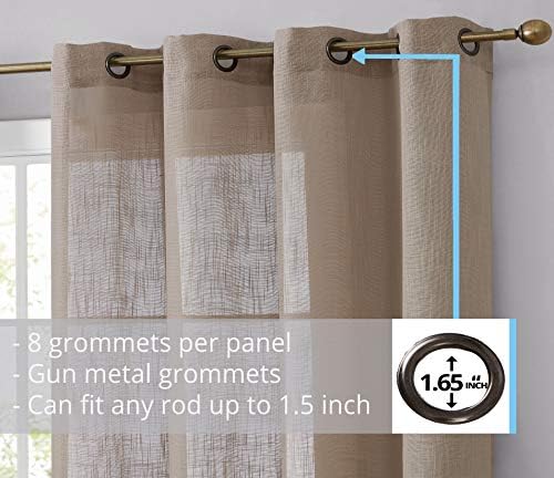 HLC.ME Abbey Faux Linen Textured Semi Sheer Privacy Sun Light