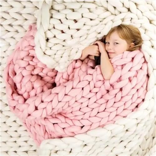 BBPM Chunky Knit Throw Blanket 100% Hand Made Large Merino Wool Loop