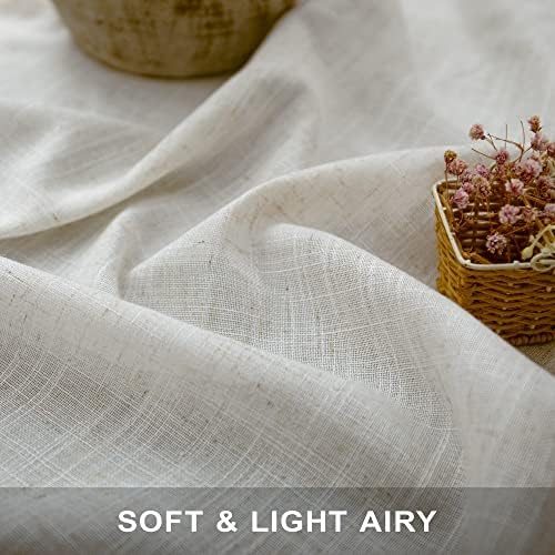 Pitalk 100% Blackout Cream Beige Linen Textured Curtains and Ivory