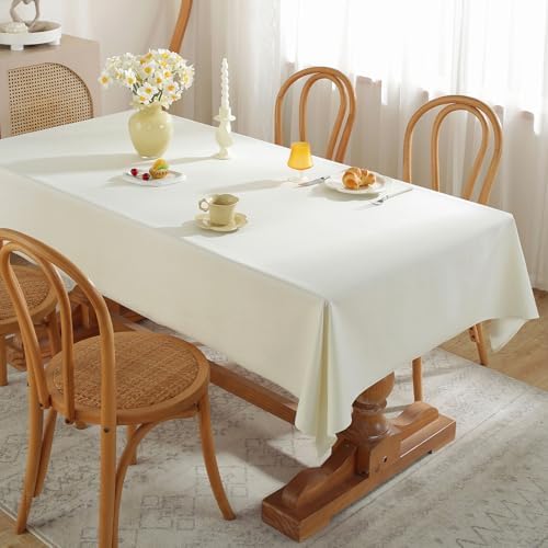 Waterproof Tablecloth, Linen Blend Rectangular Table Cover for Dining